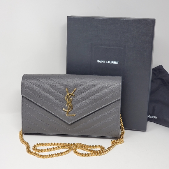 Auth YSL Woc Gray Envelope Rare Color Brand New - Picture 2 of 14
